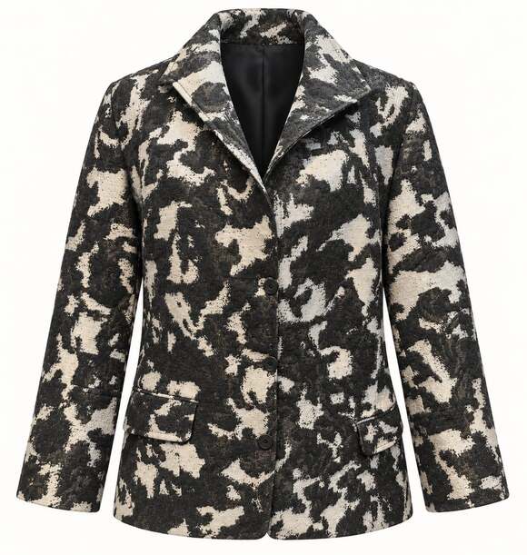 Lafayette 148 New York Jackets & Blazers - Lafayette 148 Black and White Textured Wool Blend Abstract  Blazer Jacket